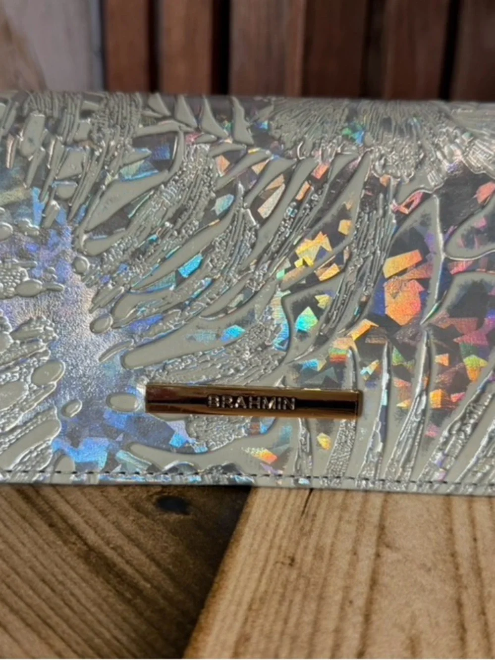 BRAHMIN SILVER SERENADE ADY WALLET IRIDESCENT GLOW GENUINE LEATHER NWT